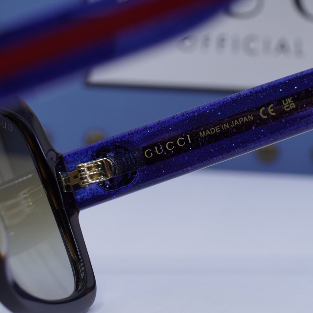 Gucci GG0036SN 004 Square Sunglasses - Havana Blue\Brown Gradient - Picture 8 of 11